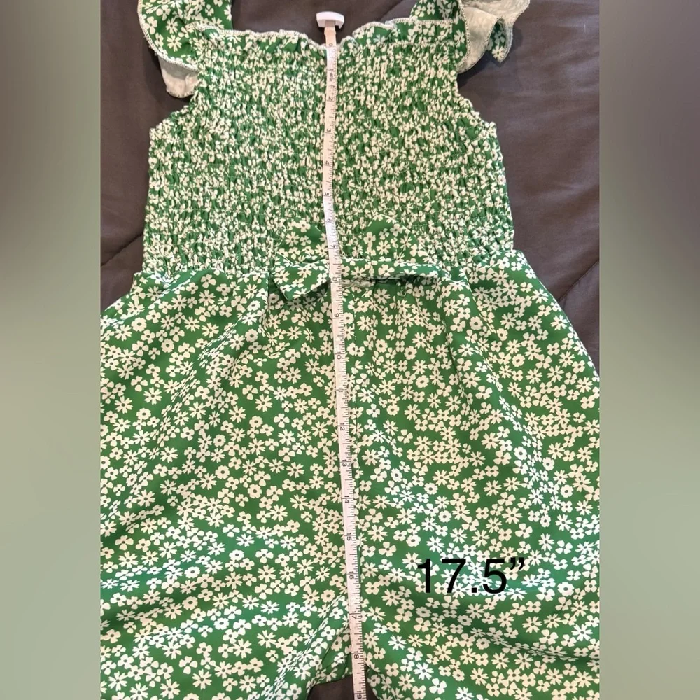 Unbranded Green Floral Romper for Little Girls Sz 7 (130)